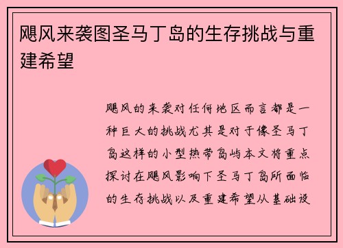 飓风来袭图圣马丁岛的生存挑战与重建希望